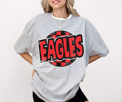 Eagles - Red/Black (Mascot - Funky Checkered) - DTF