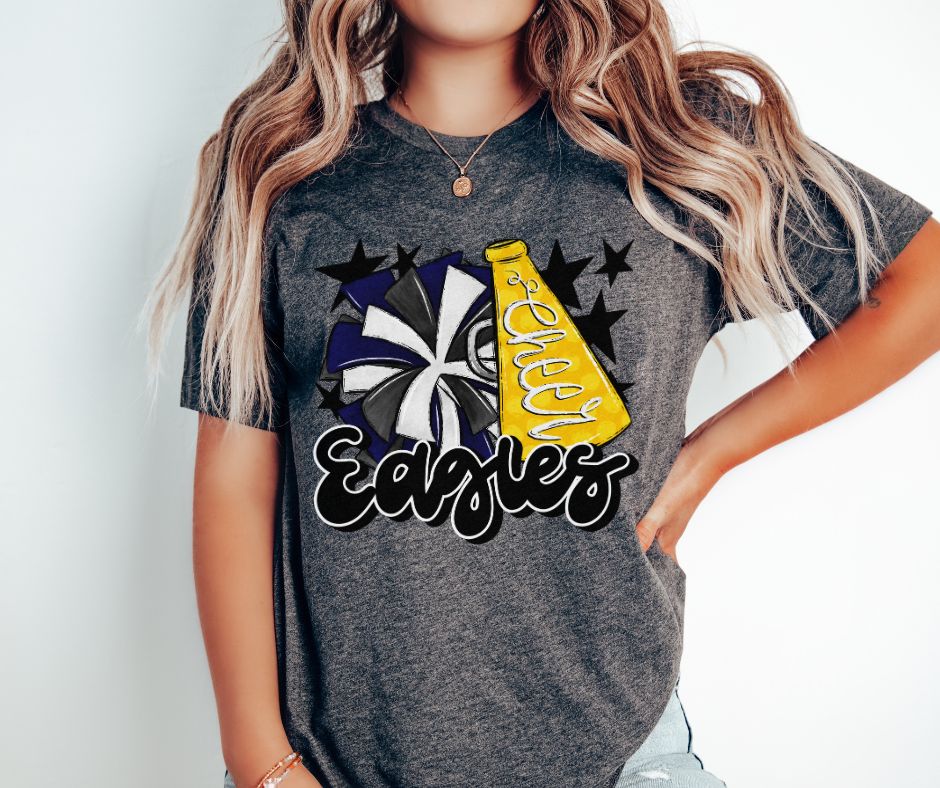 Eagles Cheer (megaphone - navy/yellow) - DTF