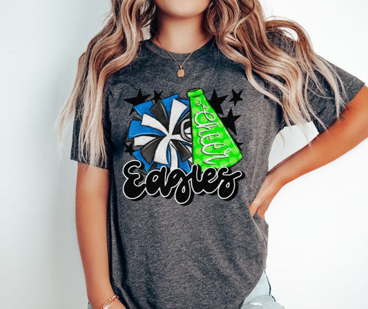 Eagles Cheer (megaphone - royal blue/bright green/black) - DTF