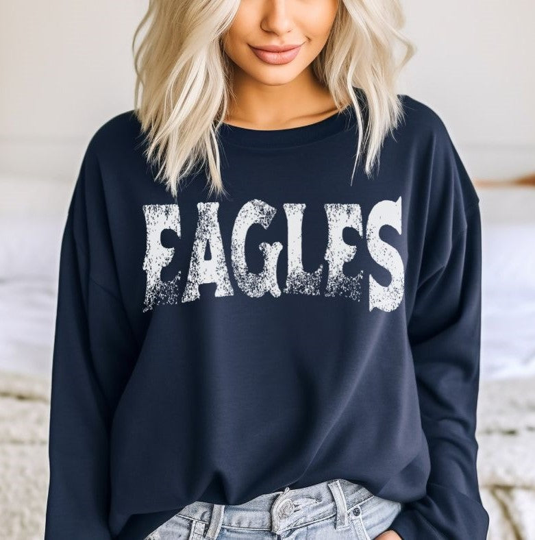 Eagles (white - single color grunge) - DTF