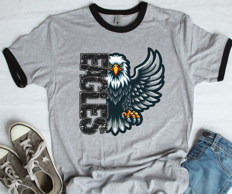 Eagles (Half Faux Rhinestone and Glitter Mascots) - DTF