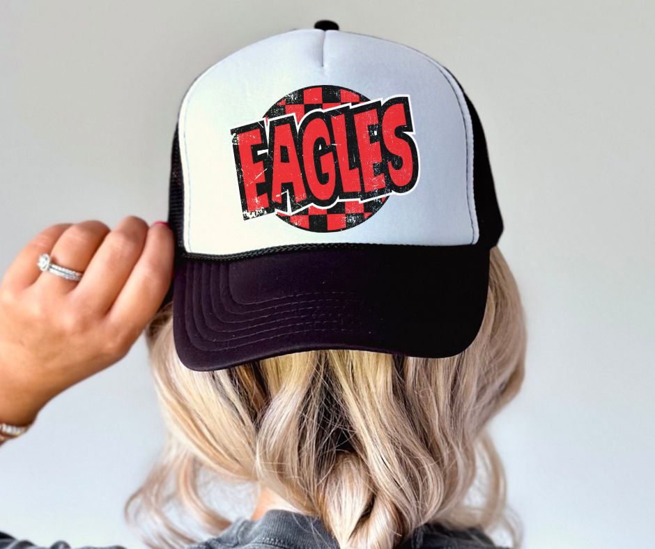 Eagles - Red/Black (Mascot - Funky Checkered) - DTF