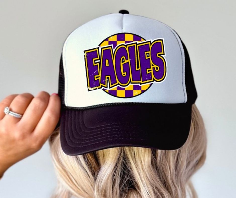 Eagles - Purple/Yellow Gold (Mascot - Funky Checkered) - DTF