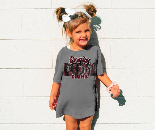 Ennis Lions Tie Dye Cheer (maroon) - YOUTH - DTF