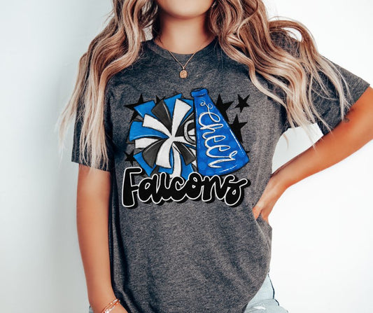 Falcons Cheer (megaphone - royal blue/black) - DTF