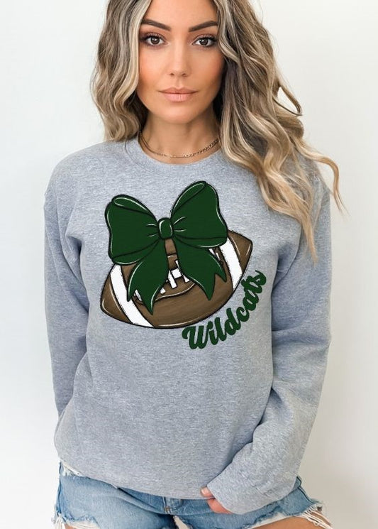 Wildcats Bows and Balls (Dark Green - Football)  - DTF