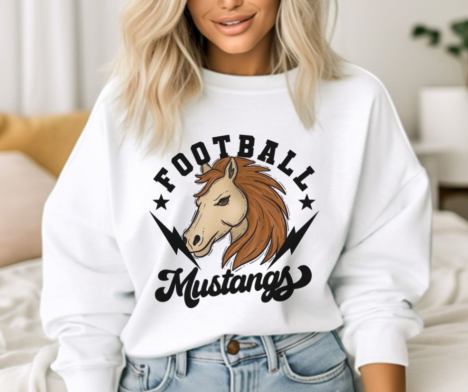 Football Bolt Mascot - Mustangs - DTF