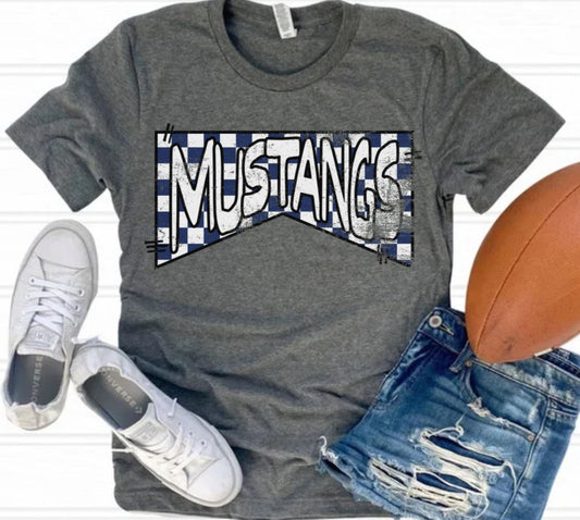 Mustangs - Navy/White (Checked Banner) - DTF