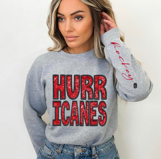 Hurricanes (Hockey - Sequins/Embroidery look) - DTF