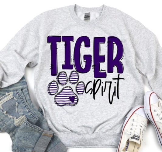 Team Go Spirit Tigers (Paw Print - Purple) - DTF