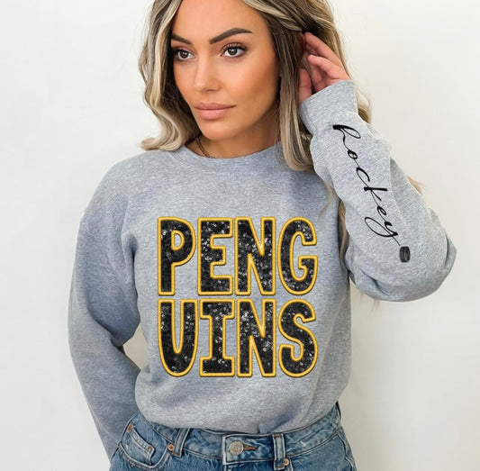 Penguins (Hockey - Sequins/Embroidery look) - DTF