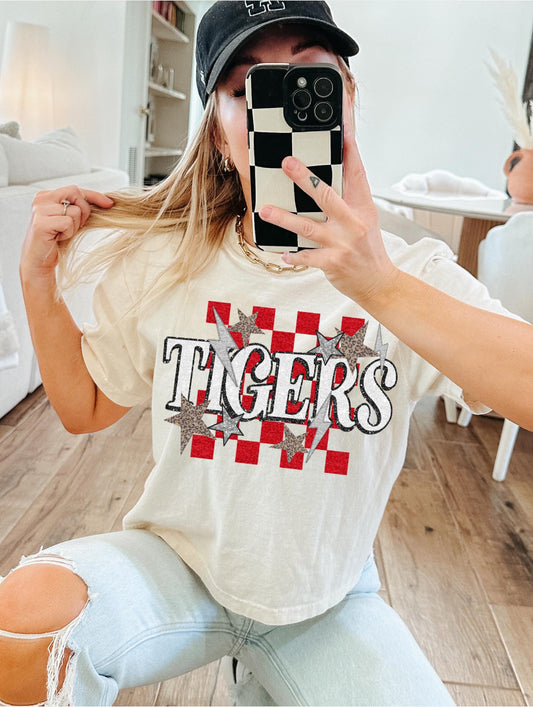 Tigers (Retro Leopard Checkered Glitter Mascot)