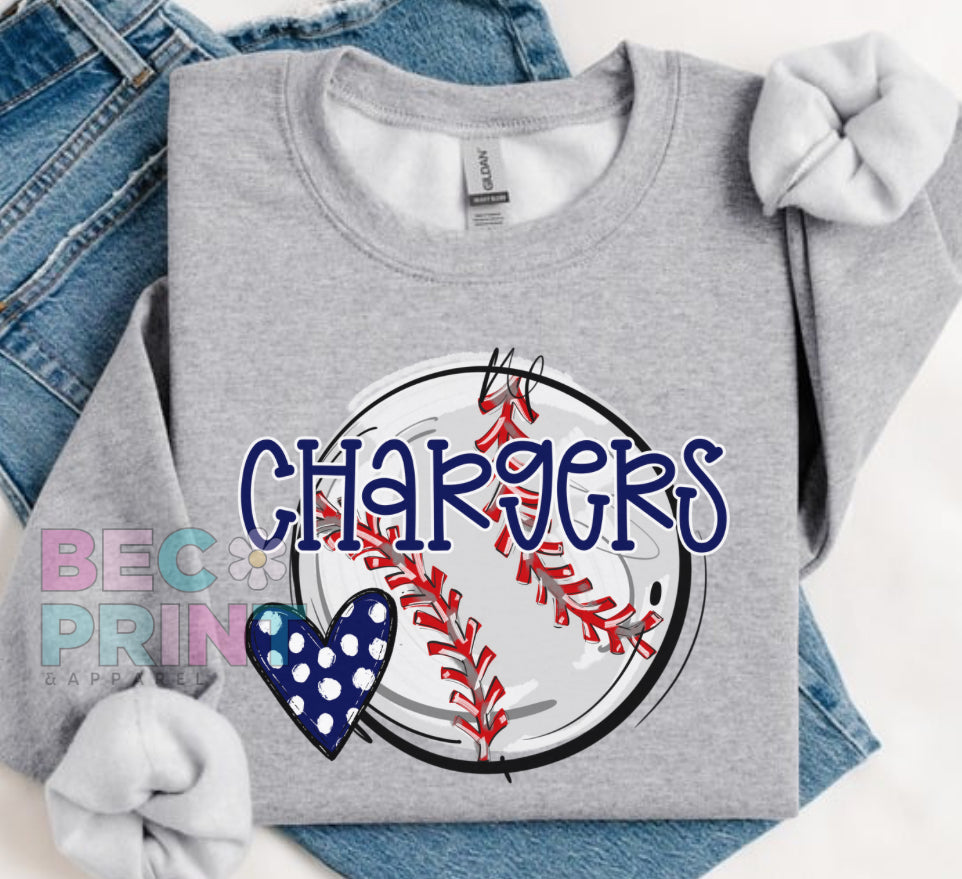 Chargers (Baseball Heart Mascot) - DTF