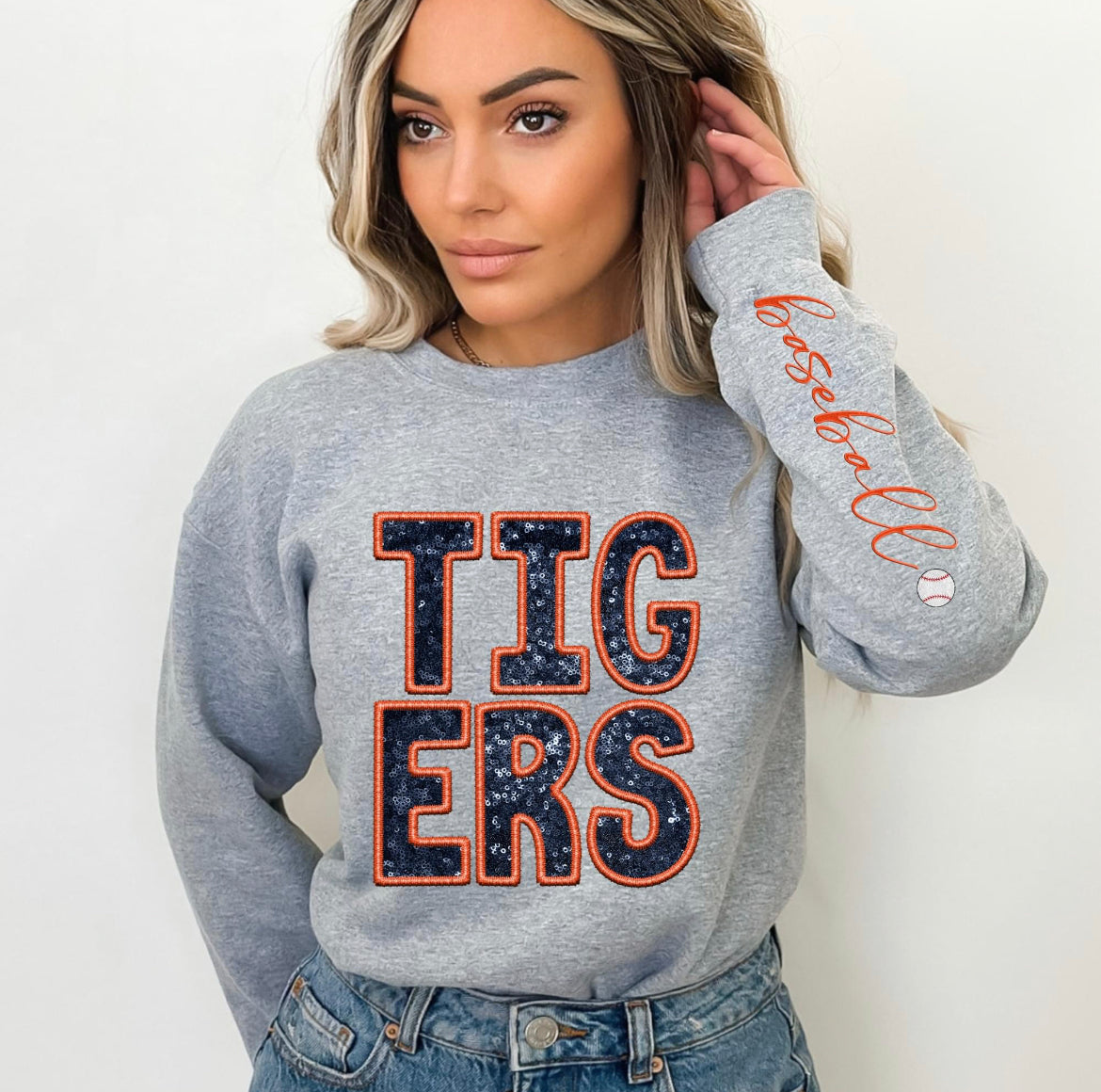 Tigers (Baseball - Sequins/Embroidery look) - DTF