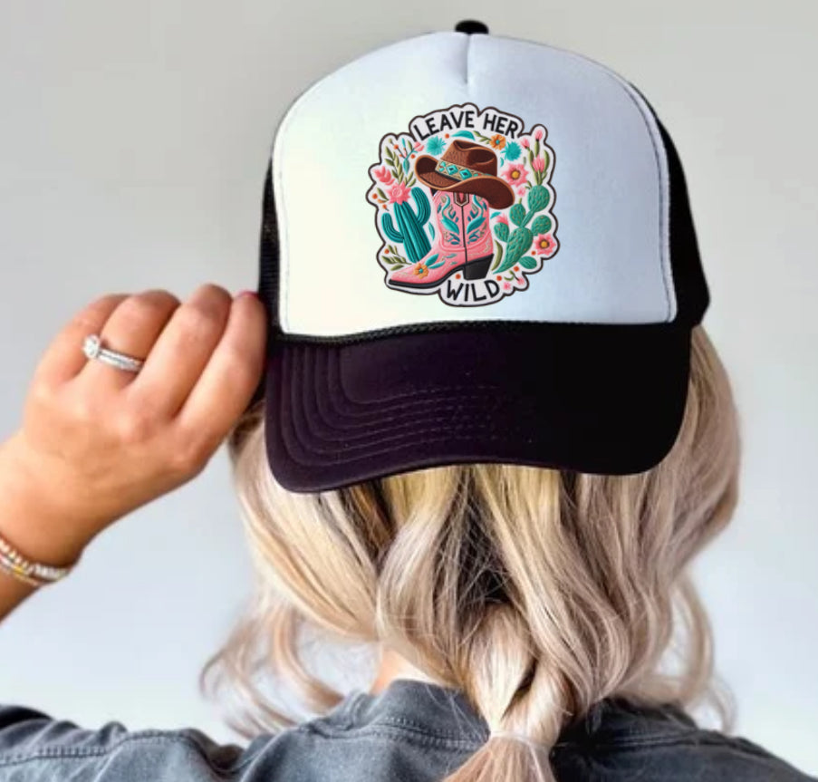 Leave her Wild (faux embroidered hat patch)  - DTF