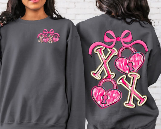 XOXO Heart Lock (2-in-1 front/back combo) - DTF