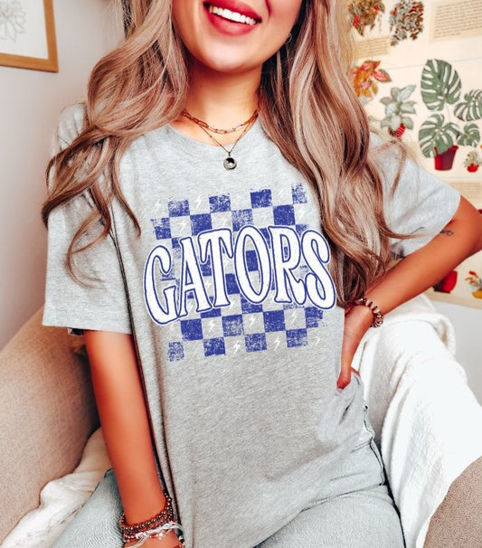 Gators checkerboard (blue/white) - DTF