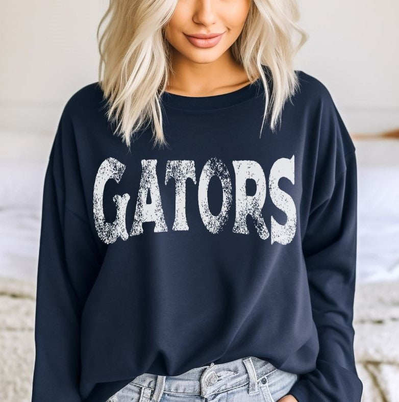 Gators (white - single color grunge) - DTF