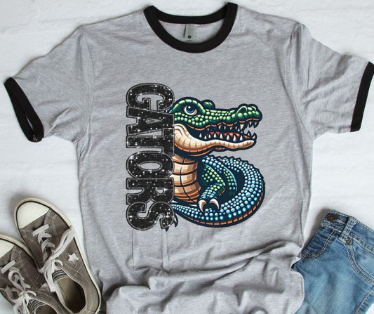 Gators (Half Faux Rhinestone and Glitter Mascots) - DTF