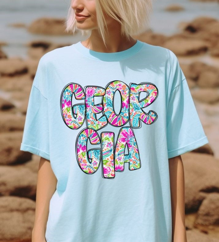 Georgia (Floral Stacked State) - DTF