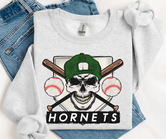 Hornets - Dark Green (Baseball Skull Mascot) - DTF