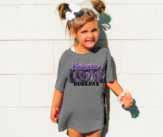 Hallsville Bobcats Tie Dye Cheer (purple/black) - YOUTH - DTF