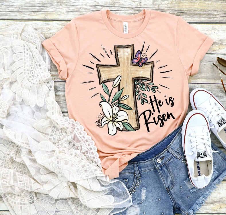 He is Risen (cross design)- DTF