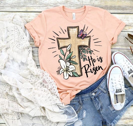 He is Risen (cross design)- DTF