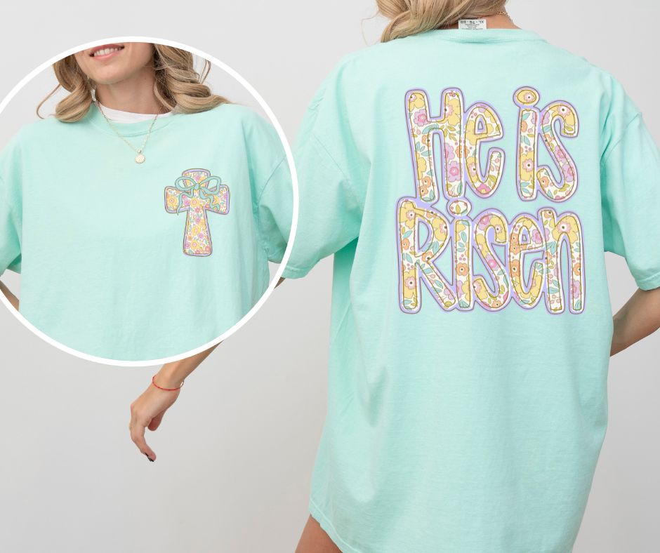 He is Risen - Coquette Cross (2-in-1 front/back combo) - DTF