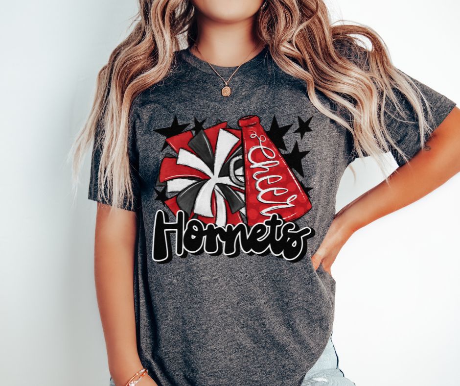 Hornets Cheer (megaphone - red/black) - DTF