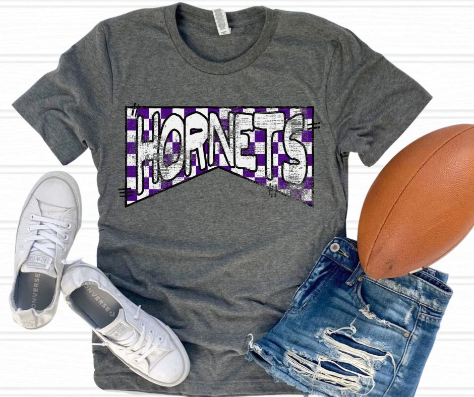 Hornets - Purple (Checked Banner) - DTF