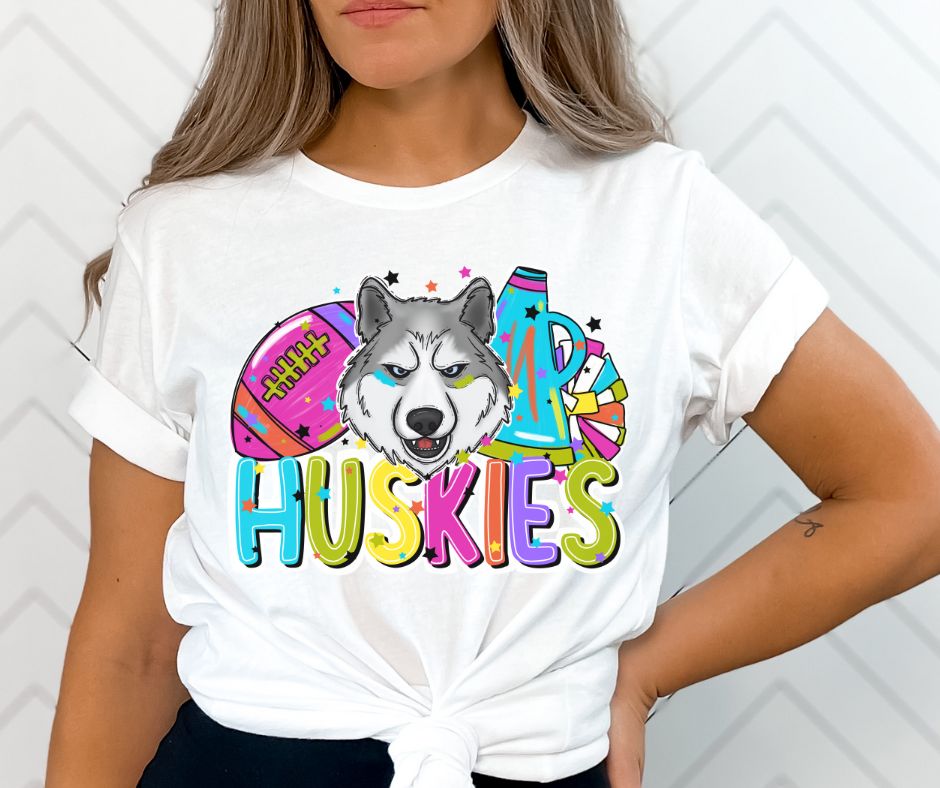 Huskies (Mascots - Bright Cheer and Football) - DTF