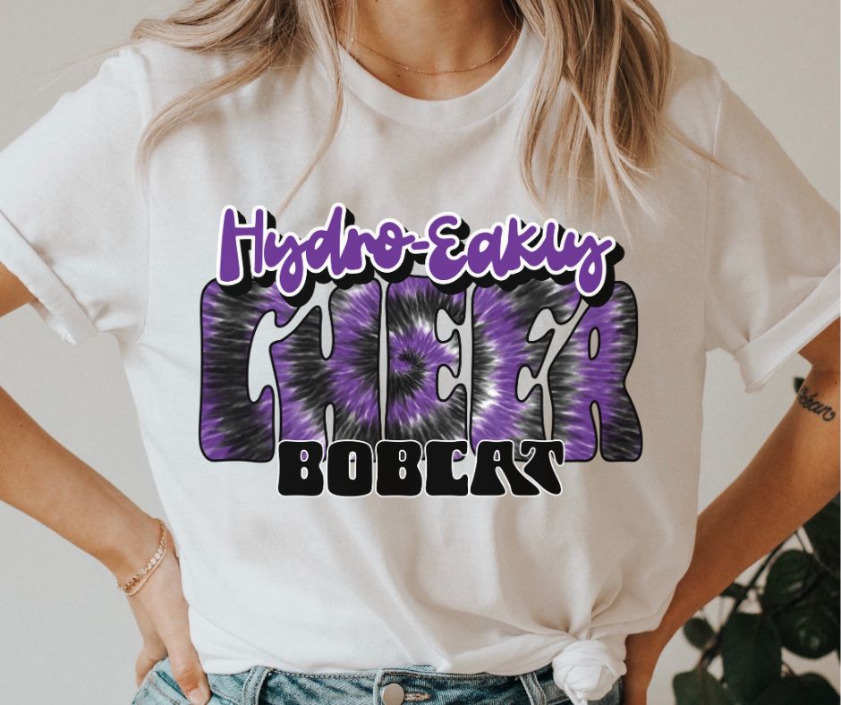 Hydro-Eakly Bobcats Tie Dye Cheer (purple/black) - DTF