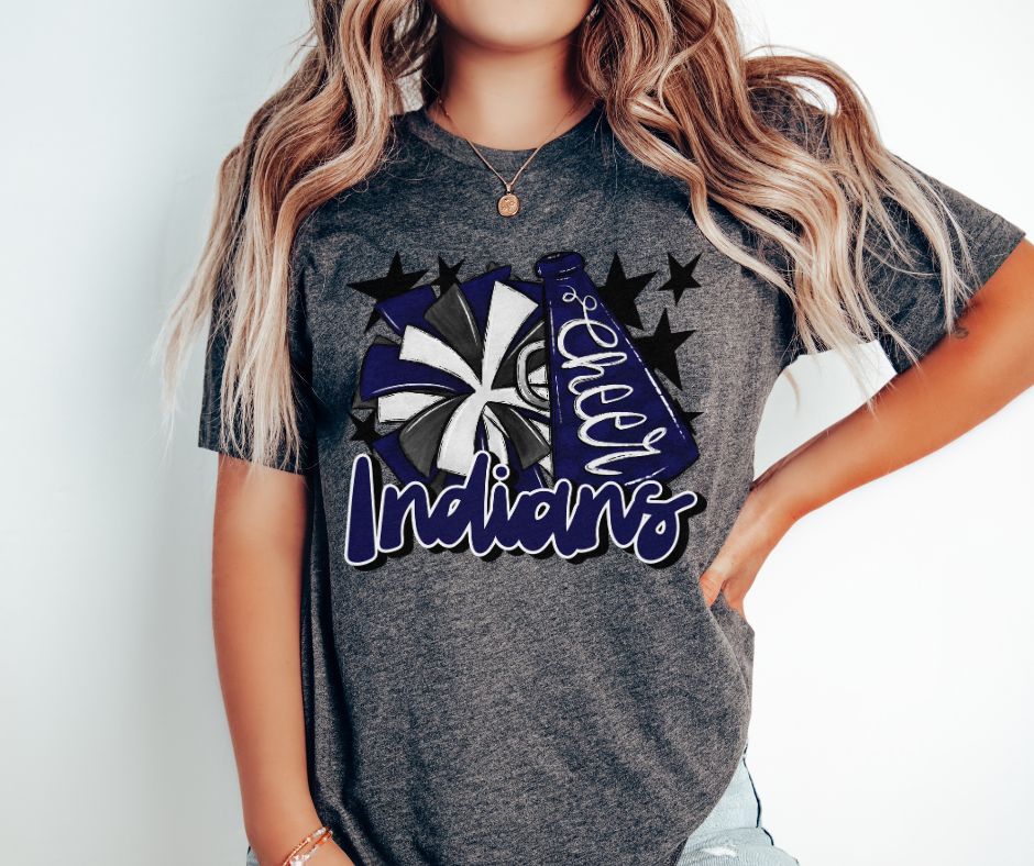 Indians Cheer (megaphone - navy) - DTF