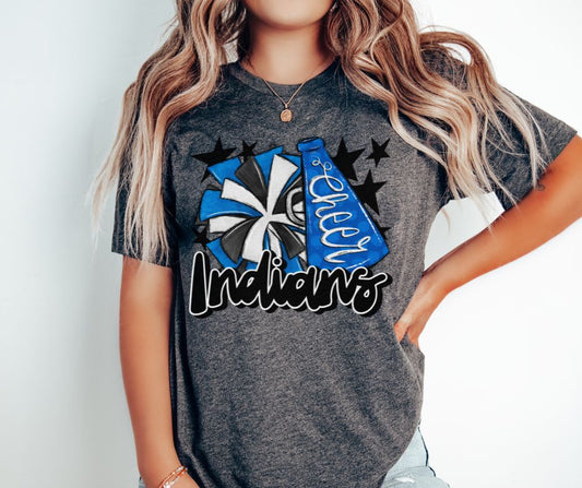 Indians Cheer (megaphone - royal blue/black) - DTF