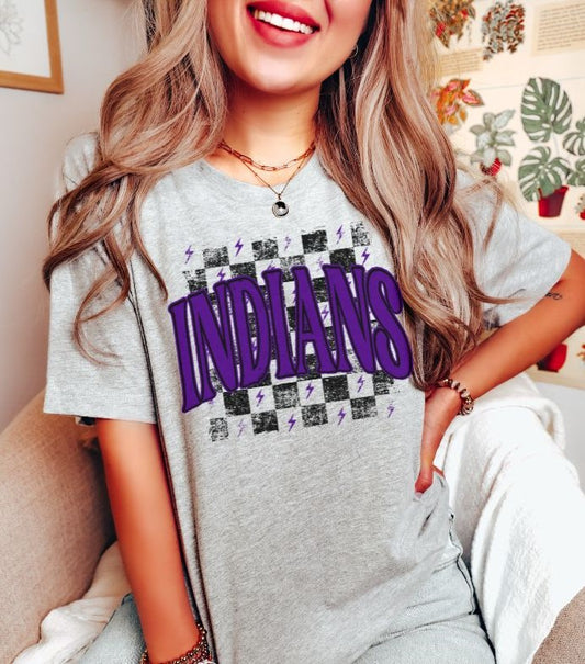 Indians checkerboard (purple/black) - DTF