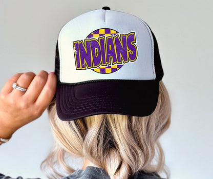 Indians - Purple/Yellow Gold (Mascot - Funky Checkered) - DTF