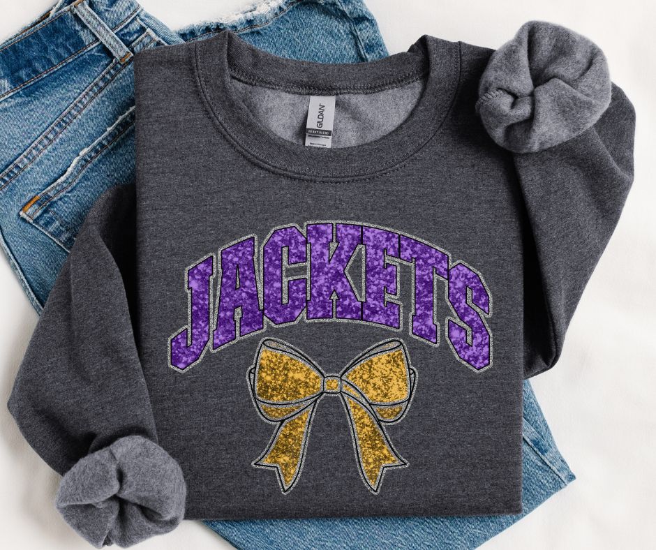 Jackets - Purple/Silver/Yellow Gold (Collegiate Glitter Bow) - DTF