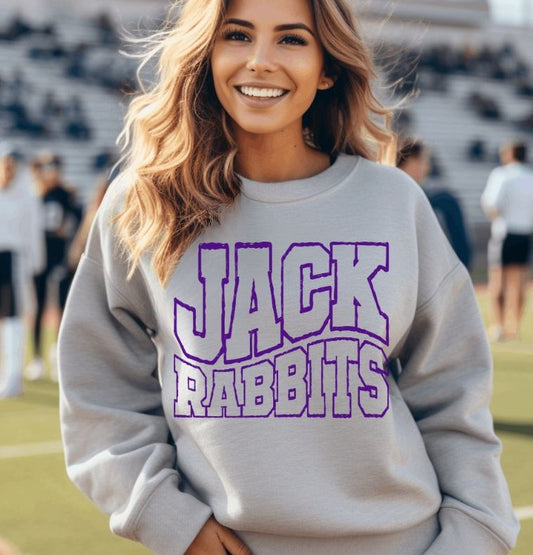 Jackrabbits - Purple (Outline Wave Mascot) - DTF