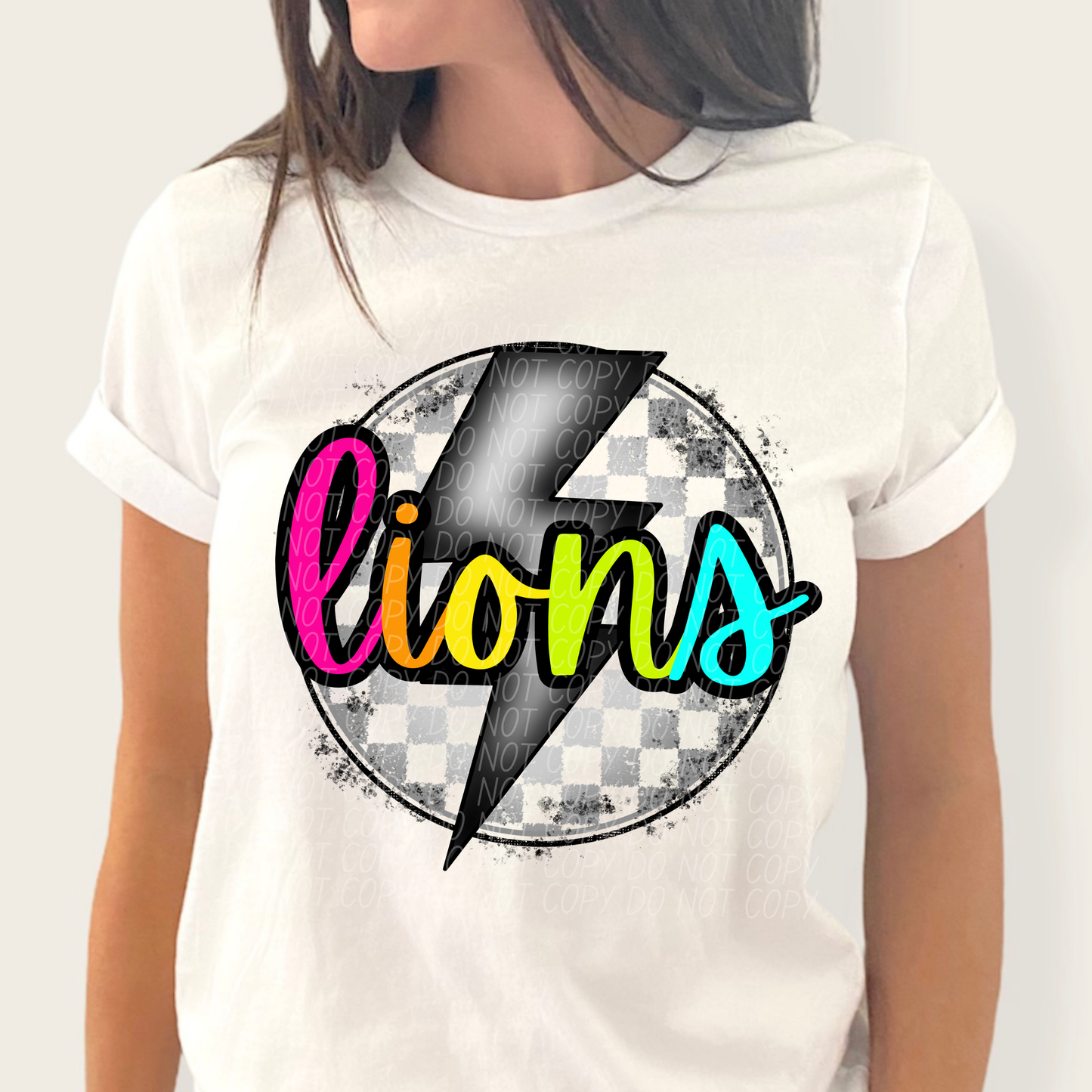 Lions (Colorful Checkered Bolt) - DTF