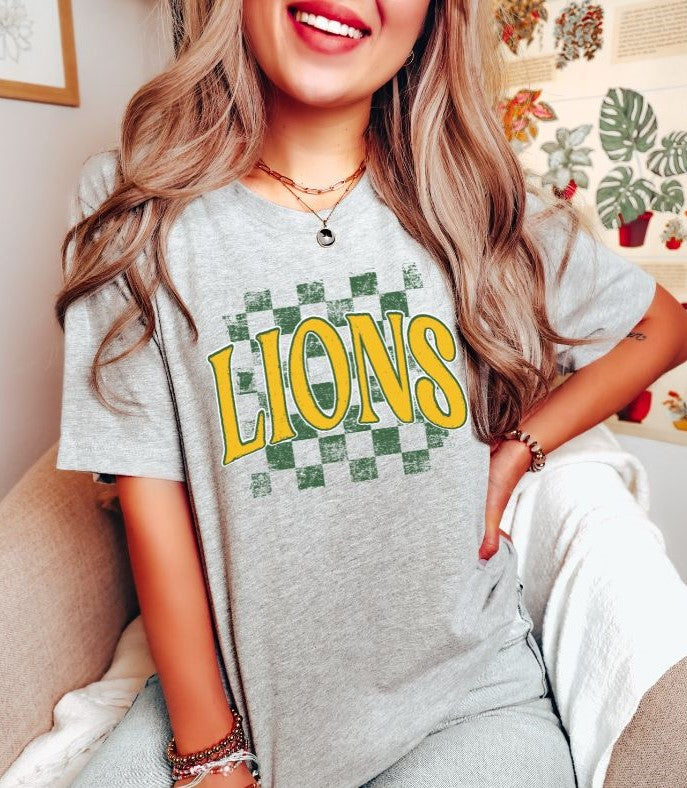 Lions checkerboard (green/gold/no bolt) - DTF