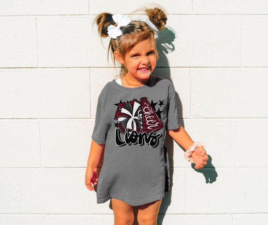 Lions Cheer (megaphone - maroon/black) - YOUTH - DTF