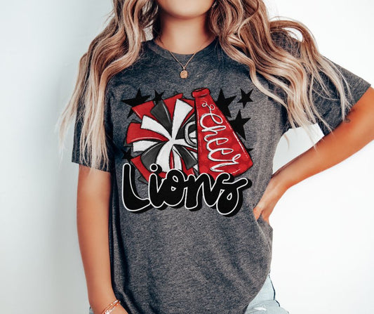 Lions Cheer (megaphone - red/black) - DTF