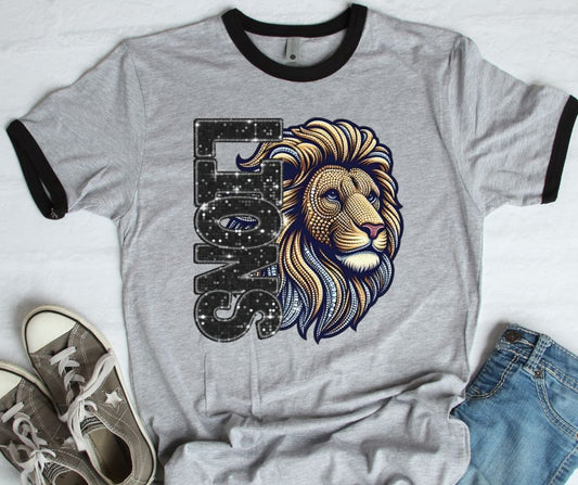 Lions (Half Faux Rhinestone and Glitter Mascots) - DTF