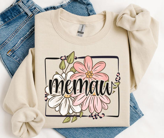 Memaw (Spring Floral Frame Names/Titles) - DTF