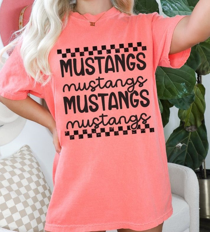 Mustangs (Stacked Single Color Mascot) - DTF