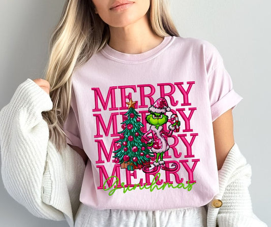 Merry Merry Merry Merry (faux sequins/embroidery) - DTF