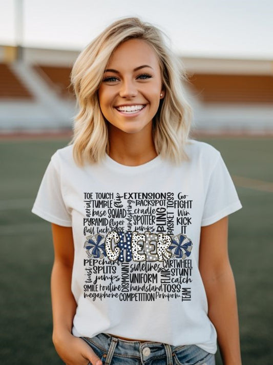 Cheer Doodle Word Art (Navy) - DTF