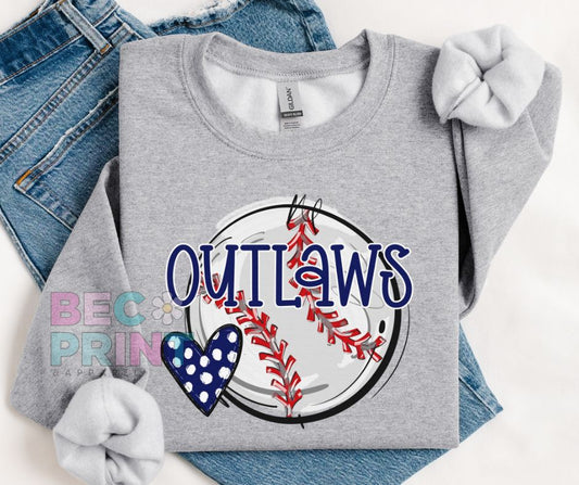 Outlaws (Baseball Heart Mascot) - DTF