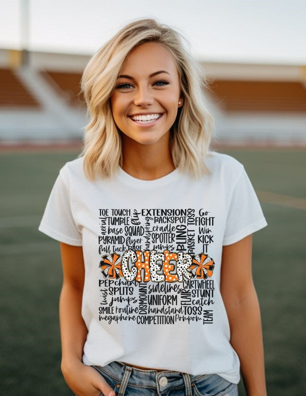 Cheer Doodle Word Art (Orange) - DTF